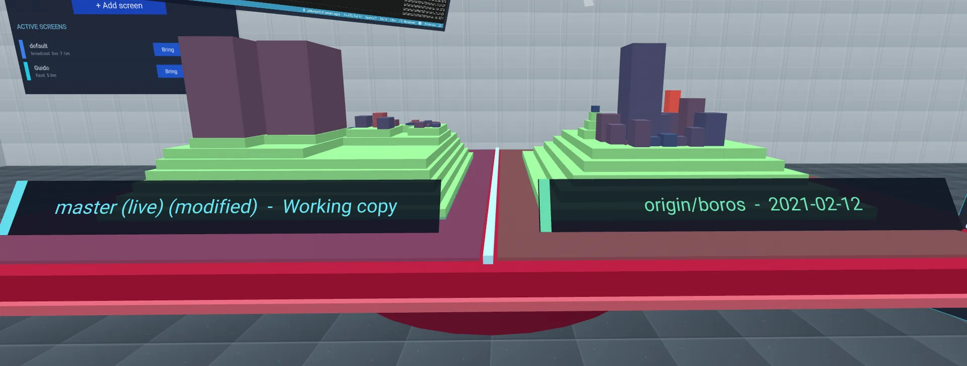 A historical comparison on a real repository, each side labelled with its revision