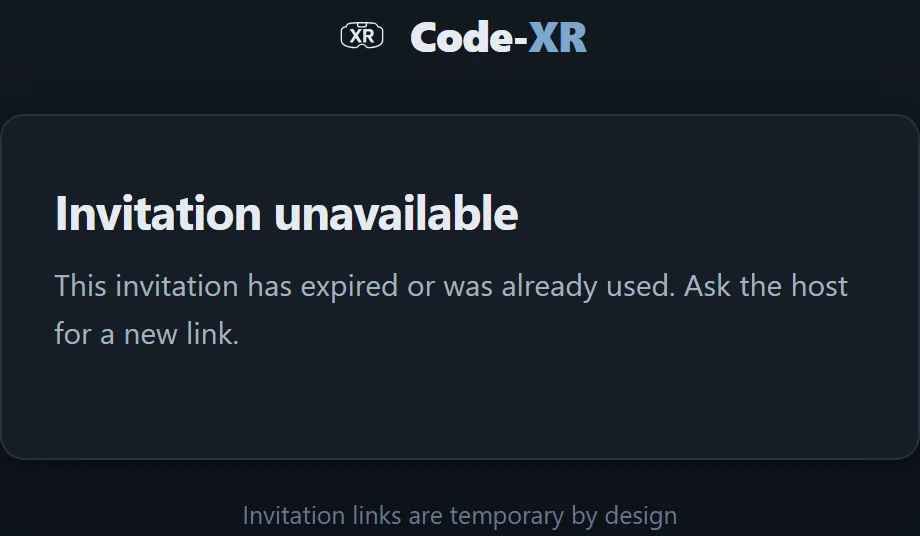 A dead invitation: expired or already used, so a new link is needed