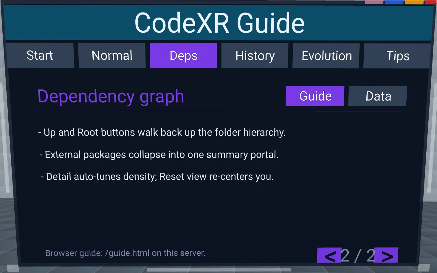 User guide: dependency analysis, second page