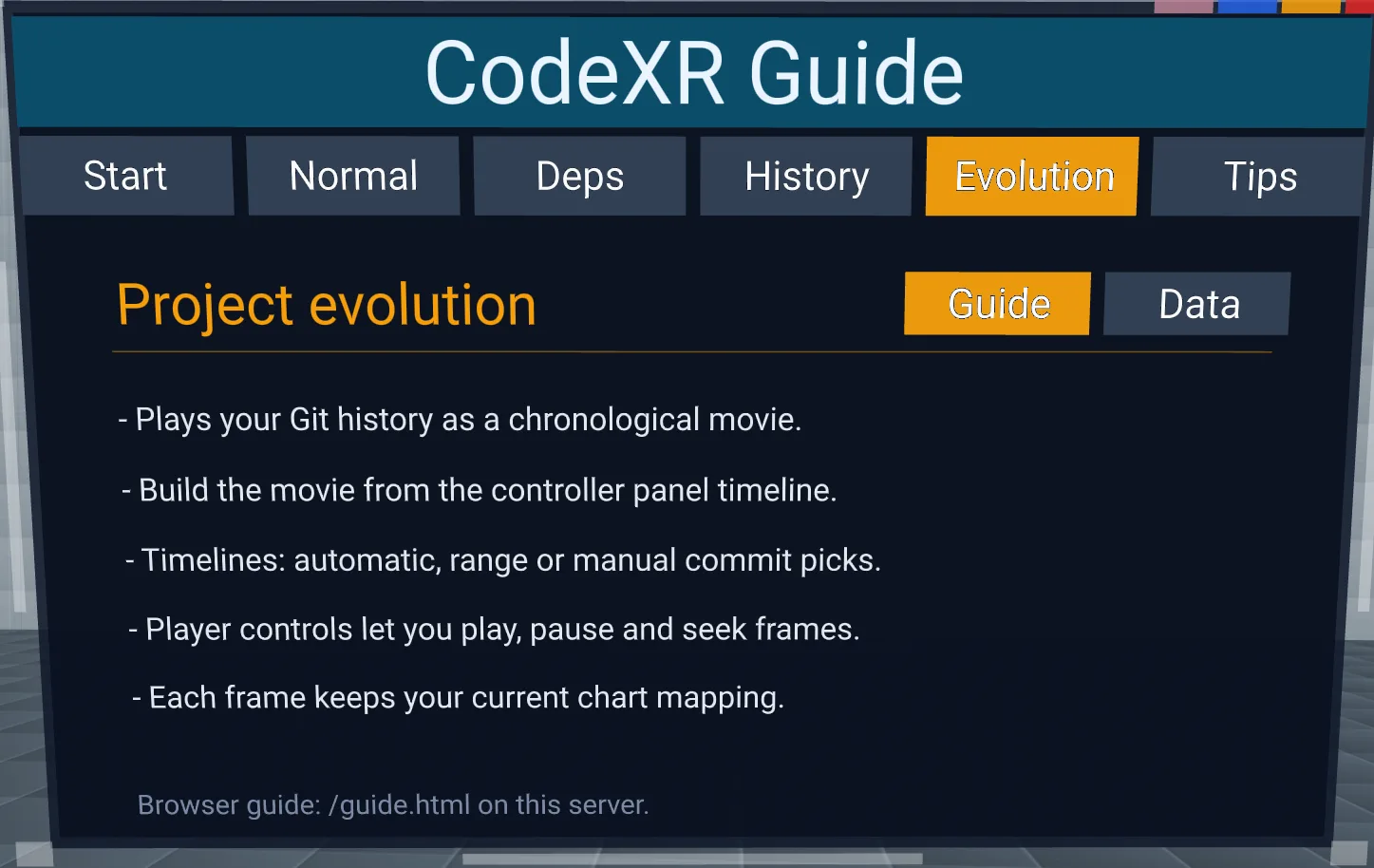 User guide: project evolution walkthrough