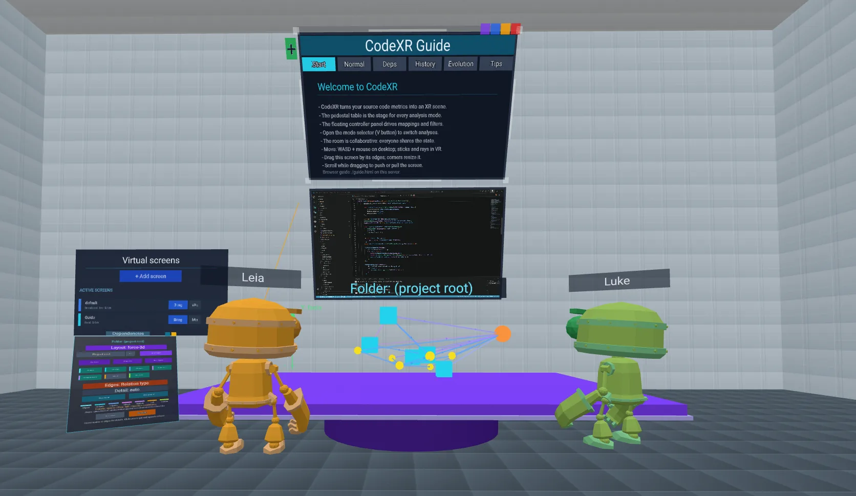 Code-XR 3D code city rendered from a real project